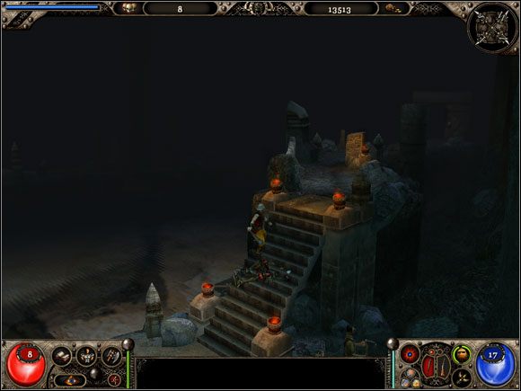 Od samego początku należy wędrować w kierunku zachodnim (1) aż pojawi się komunikat, że dotarliśmy na nowy obszar (2) - Pustynne podziemia | Lokacje Frater - Frater - poradnik do gry