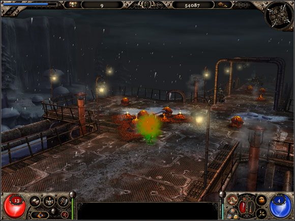 Musimy iść po platformie aż dojdziemy do ściany ognia (1) - Stalowe pomosty | Lokacje Frater - Frater - poradnik do gry