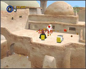 Na górnym poziomie bronionej przez szturmowców bramy użyj drzwi przeznaczonych właśnie dla imperialnych żołnierzy - Episode IV - Mos Eisley Spaceport | Freeplay Mode - LEGO Star Wars II: The Original Trilogy - poradnik do gry