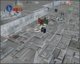 Tuż na początku etapu zobaczysz charakterystyczny, biały krzyżyk, po podleceniu do którego wyłoni się kołowrotek - Episode IV - Rebel Attack | Freeplay Mode - LEGO Star Wars II: The Original Trilogy - poradnik do gry