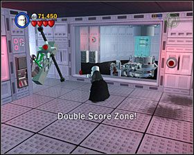 W pomieszczeniu z czterema przyciskami na podłodze użyj panelu dla 3PO, a dostaniesz się do Double Score Zone - Episode V - Escape from Echo Base | Freeplay Mode - LEGO Star Wars II: The Original Trilogy - poradnik do gry