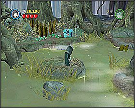 W pierwszej sekcji, gdy dojdziesz do panelu dla R2, skocz na widoczną na screenie wysepkę, a następnie w prawo - Episode V - Dagobah | Freeplay Mode - LEGO Star Wars II: The Original Trilogy - poradnik do gry