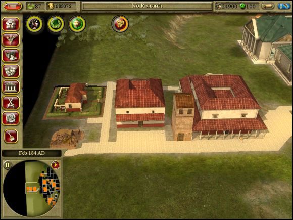 Od lewej: Shack (u dołu), Small Domus (u góry), Villa, Large Insula i Palace. - Misja 14. Londinium | Kampania cywilna | CivCity Rome - CivCity: Rome - poradnik do gry