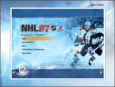 Skoro gra ma w nazwie NHL to ligę wybieramy jedyną i słuszną - NHL. - Dynasty Mode | Game Mods w NHL 07 - NHL 07 - poradnik do gry