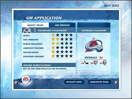 O sportówkach można mówić wiele - Dynasty Mode, GM Application | Game Mods w NHL 07 - NHL 07 - poradnik do gry