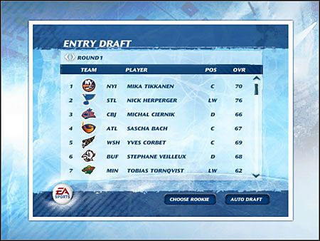 Możesz dokonać Auto Draft - wtedy komputer automatycznie wybierze za Ciebie zawodników - Dynasty Mode, Po sezonie | Game Mods w NHL 07 - NHL 07 - poradnik do gry