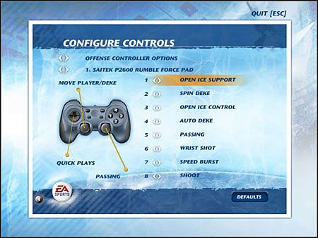 Open Ice Support - używasz tego, gdy zaczynasz atak na bramkę - Sterowanie | Jak grać w NHL 07 - NHL 07 - poradnik do gry