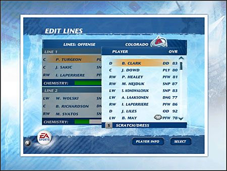 1 - Funkcje Zawodników | Jak grać w NHL 07 - NHL 07 - poradnik do gry