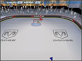 Gdy łyżwiarz stoi za bramką możesz nacisnąć klawisz strzału z nadgarstka - Triki, Sztuczki i tym podobne | Jak grać w NHL 07 - NHL 07 - poradnik do gry