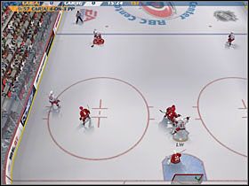 Wymiana krążka między obrońcami pod niebieską linią - Gra w przewadze, osłabieniu | Jak grać w NHL 07 - NHL 07 - poradnik do gry