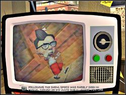 Zaraz po wejściu do pomieszczenia Sam odruchowo włączył telewizor - Część III - Psychoterapia grupowa | Sam & Max Season 1 - Culture Shock - Sam & Max: Season 1 - Culture Shock - poradnik do gry