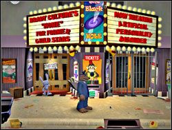 Wspomniana instytucja znajdowała się w budynku, którego architektura świadczyła o tym, że za dawnych czasów mieścił w sobie kino bądź teatr - Część III - Psychoterapia grupowa | Sam & Max Season 1 - Culture Shock - Sam & Max: Season 1 - Culture Shock - poradnik do gry