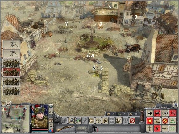 Po ustabilizowaniu sytuacji, zwróć uwagę na żołnierza z granatnikiem, który pojawi się od lewej - Misja 2 | Kampania aliancka | Faces of War Oblicza Wojny - Faces of War: Oblicza Wojny - poradnik do gry