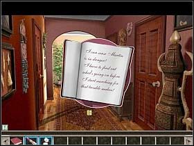 Diana wychodzi rano z sypialni, przypominając sobie senny koszmar i próbując opanować natarczywą myśl, że powinna pomóc Martinowi, który z pewnością ma kłopoty - 1. Dom Martina | Akt 6 | Martin Mystere Operation Dorian Gray - Martin Mystere: Operation Dorian Gray - poradnik do gry