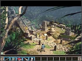 Tradycyjnie sprzed frontu świątyni należy skręcić w lewo i po chwili Diana może rozejrzeć się po obozie Ubena - 3. Świątynia Azteków | Akt 6 | Martin Mystere Operation Dorian Gray - Martin Mystere: Operation Dorian Gray - poradnik do gry