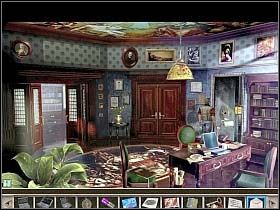 Po kliknięciu na (widniejące na wieczku szkatułki) klawisze: drugi, trzeci, pierwszy, dwukrotnie trzeci i raz jeszcze pierwszy, w ręce Martina wpada średni kamienny cylinder (Medium sized cylindrical stone) - 2. Willa profesora | Akt 7 | Martin Mystere Operation Dorian Gray - Martin Mystere: Operation Dorian Gray - poradnik do gry