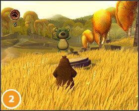 Odwracamy się w prawo, na skale znajduje się pierwsza odznaka Odpady #1 , zbieramy ją - Poradnik do gry Sezon na Misia - [Misje] Sen o Dinkelmanie - Sezon na Misia - poradnik do gry