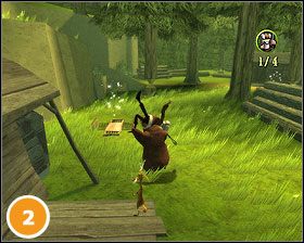 Odznaki znajdują się: na górce za pierwszym domkiem #3 , na belkach na środku obozowiska #4 , na dachu jednego z domków koło belek #5 , oraz na ciężarówce za jednym z domów #6 - [Misje] We własne sidła (Skunksy) | Sezon na Misia - Sezon na Misia - poradnik do gry