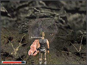 Zaraz za bramą, lekko po prawej znajdują się Piekielniki oraz Gorzkie Chleby (obrazek z lewej) ponadto w oddali doskonale widać jaskinię z 3 kretoszczurami (zbliżenie z prawej) - Witamy w Koloni (6) | Rozdział 1 | Gothic - Gothic - poradnik do gry