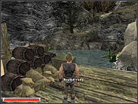 Idąc dalej zauważysz, że spowija cię dziwne niebieskie światło (przez niektórych zwane oktarynowym) jest to magiczne światło powodowane przez barierę (obrazek z lewej), które ma za zadanie trzymać cię na terenie koloni - Witamy w Koloni (1) | Rozdział 1 | Gothic - Gothic - poradnik do gry