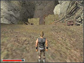 Teraz powinieneś się znajdować mniej więcej w miejscu zaznaczonym na mapie z lewej zielonym iksem, celem jest kopalnia zaznaczona czerwonym iksem - Witamy w Koloni (7) | Rozdział 1 | Gothic - Gothic - poradnik do gry