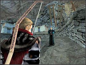 Zaraz za chatką Ryżowego Księcia, na drodze czeka na ciebie Gorn z najświeższymi wieściami (obrazek z lewej) - Starożytna magia (3) | Rozdział 3 | Gothic - Gothic - poradnik do gry