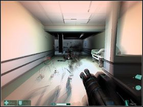 Gdy obaj padną, przyjdzie nam się zmierzyć z Pancerzem wyposażonym w miniguna, który wtargnie do pomieszczenia przez północne drzwi #1 - Złośliwość | Interwał 05 i 06 (Epilog) | FEAR Extraction Point - F.E.A.R.: Extraction Point - poradnik do gry