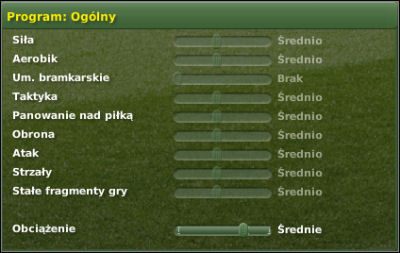 Program: Ogólny/ Schedule: General - w tym oknie wyświetlają się szczegóły dotyczące wybranego planu - Trening cz. II - Zarządzanie drużyną - Football Manager 2007 - poradnik do gry