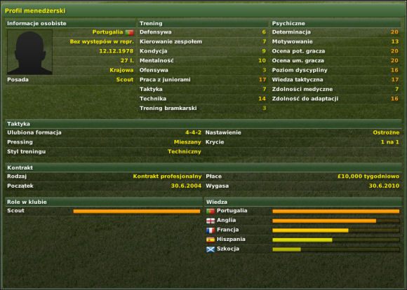 Poszczególne rubryki nie wymagają opisu, bo są takie same jak te przedstawione w rozdziale o trenerach - Skauci - Skauci i raporty - Football Manager 2007 - poradnik do gry