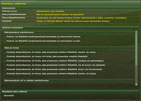 2 - Relacje z piłkarzami - Menedżer - Interakcje - Football Manager 2007 - poradnik do gry