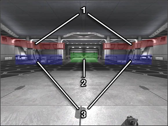 1 - galeria pod sufitem statku, świetne miejsce dla jednostek wyposażonych w broń na średni i długi zasięg - Strategia walki w Titanie | Uwagi dodatkowe | Battlefield 2142 - Battlefield 2142 - poradnik do gry