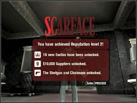 Naszym kolejnym zadaniem jest zebranie większej ilości punktów reputacji, wystarczy kupić jeszcze parę mebelków aby móc pofatygować się do swojej świątyni po odbiór drugiego poziomu szacunku - Pedros | Little Havana | Scarface Człowiek z Blizną - Scarface: Człowiek z Blizną - poradnik do gry