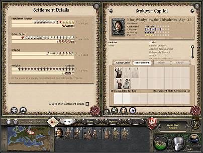 Po kliknięciu na przycisku handlu pojawią się detale handlu dla danego miasta - Pierwsze kroki | Podstawy Medieval II Total War - Medieval II: Total War - poradnik do gry