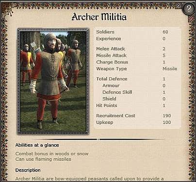 Bill Militia ( 18 ) - Jest to dobra jednostka na początkową fazę gry, gdy nie ma niczego lepszego - Anglia - Miasto (1) | Nacje w Medieval II Total War - Medieval II: Total War - poradnik do gry