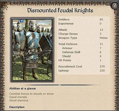 Dismounted Noble Knights ( 40 ) - Jest to szturmowa jednostka ciężkiej piechoty - Francja - Zamek (1) | Nacje w Medieval II Total War - Medieval II: Total War - poradnik do gry
