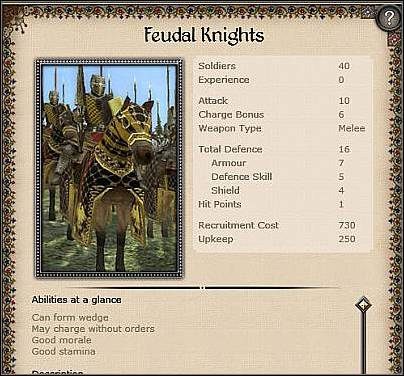 Imperial Knights ( 34 ) - Jest to bezużyteczna jednostka konna, różniąca się od Feudal Knights wyłącznie strukturą obrony - Święte Cesarstwo Rzymskie Narodu Niemieckiego - Zamek (2) | Nacje w Medieval II - Medieval II: Total War - poradnik do gry
