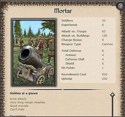 Culverin ( 154,5 ) - Potężne działo o ogromnej sile rażenia względem budynków i umocnień (230) - Wenecja - Zamek (3) | Nacje w Medieval II - Medieval II: Total War - poradnik do gry