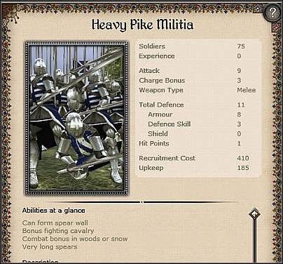 Noble Pikemen ( 27 ) - Jest to ulepszona wersja jednostki Scots Pike Militia - Szkocja - Miasto (1) | Nacje w Medieval II Total War - Medieval II: Total War - poradnik do gry