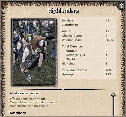 Highland Nobles ( 29 ) - W skład tej jednostki wchodzi szlachta z górskich obszarów Szkocji - Szkocja - Zamek (1) | Nacje w Medieval II Total War - Medieval II: Total War - poradnik do gry
