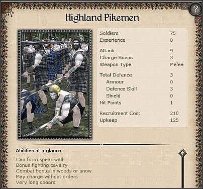 Noble Pikemen ( 27 ) - Jest to elitarna jednostka włócznicza - Szkocja - Zamek (1) | Nacje w Medieval II Total War - Medieval II: Total War - poradnik do gry