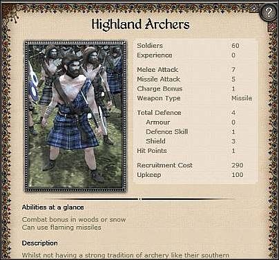 Noble Highland Archers ( 23 ) - Jest to najlepsza jednostka łucznicza, jaką dysponują Szkoci - Szkocja - Zamek (3) | Nacje w Medieval II Total War - Medieval II: Total War - poradnik do gry