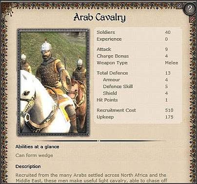 Granadine Jinetes ( 24 ) - Jest to jazda o parametrach niemal identycznych jak Arab Cavalry - Mauretania - Zamek (2) | Nacje w Medieval II Total War - Medieval II: Total War - poradnik do gry