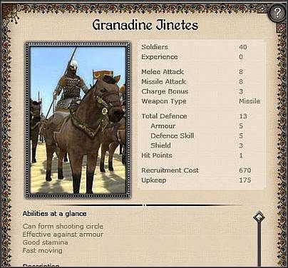 Granadine Lancers ( 30 ) - Jest przeciętna jednostka konna - Mauretania - Zamek (2) | Nacje w Medieval II Total War - Medieval II: Total War - poradnik do gry