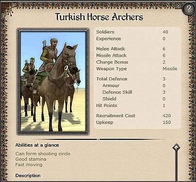 Turkomans ( 16,5 ) - Jest to lżejsza wersja oddziału Sipahis - Turcja - Zamek (2) | Nacje w Medieval II Total War - Medieval II: Total War - poradnik do gry