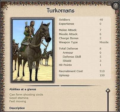 Sipahis ( 26,5 ) - Są to konni łucznicy zdatni też do ataku konwencjonalnego - Turcja - Zamek (2) | Nacje w Medieval II Total War - Medieval II: Total War - poradnik do gry