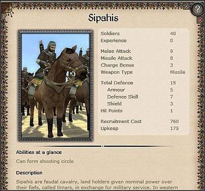 Sipahi Lancers ( 31 ) - Przeciętna w skali gry, ale i zarazem solidna jazda - Turcja - Zamek (2) | Nacje w Medieval II Total War - Medieval II: Total War - poradnik do gry