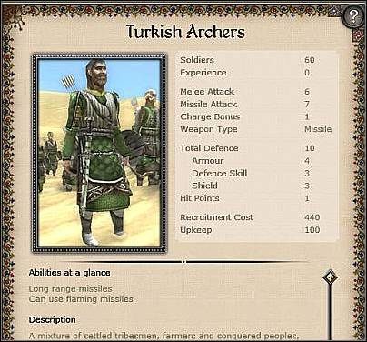 Ottoman Infantry ( 30,5 ) - Najsilniejsza jednostka łucznicza, jaką dysponuje Turcja - Turcja - Zamek (3) | Nacje w Medieval II Total War - Medieval II: Total War - poradnik do gry