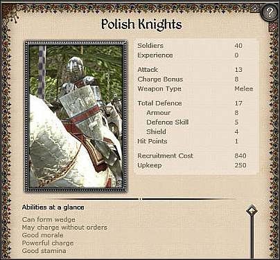 Polish Guard ( 38 ) - Ciężka jazda o identycznych parametrach jak Polish Knights - Polska - Zamek (2) | Nacje w Medieval II Total War - Medieval II: Total War - poradnik do gry