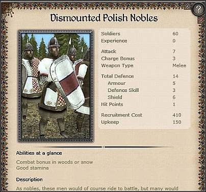 Dismounted Polish Knights ( 38 ) - Jest to najsilniejsza jednostka piechoty, jaką dysponuje Polska - Polska - Zamek (1) | Nacje w Medieval II Total War - Medieval II: Total War - poradnik do gry