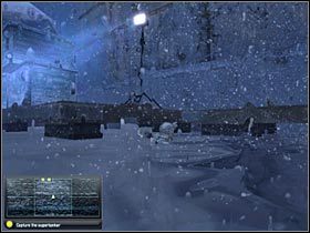 Skorzystaj teraz z przycisku (#1), dzięki czemu ściągniesz sobie na dół większy ponton - Sea of Okhotsk (1) | Misja 4.2 w Splinter Cell Double Agent - Tom Clancys Splinter Cell: Double Agent - poradnik do gry